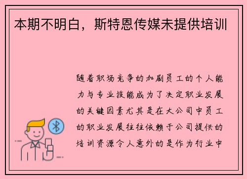 本期不明白，斯特恩传媒未提供培训